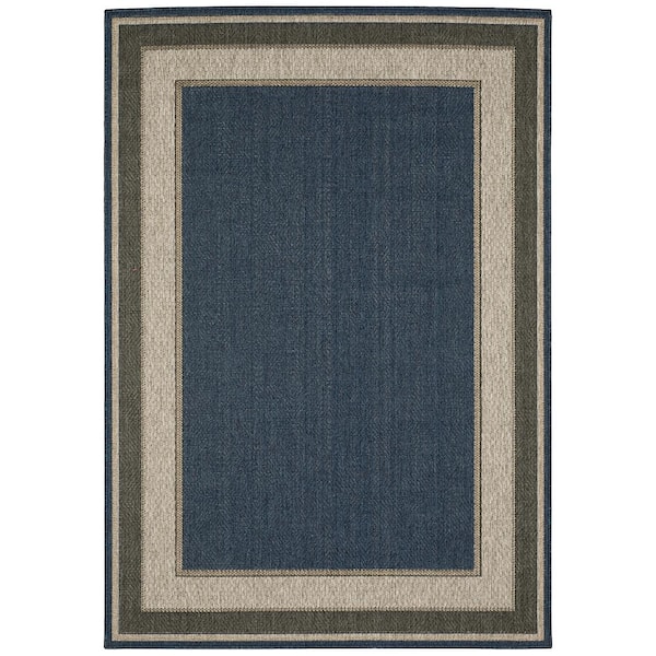 StyleWell Jasper Blue  Doormat 3 ft. x 5 ft. Border Indoor/Outdoor Patio Area Rug