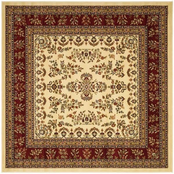 SAFAVIEH Lyndhurst Ivory/Red 8 ft. x 8 ft. Square Antique Floral Border Area Rug