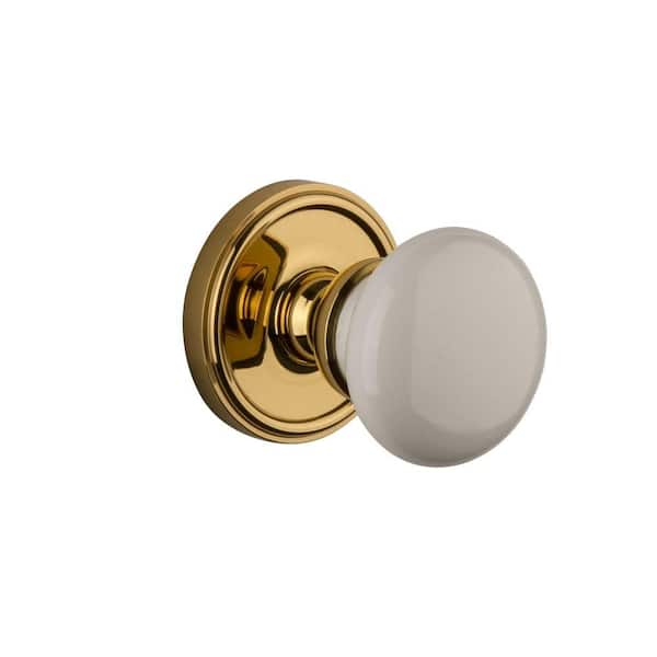 Grandeur Georgetown Rosette Polished Brass with Privacy Hyde Park Knob