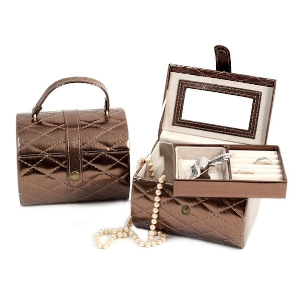 BEY-BERK Bronze Leatherette "Sweet 16" Jewelry Box