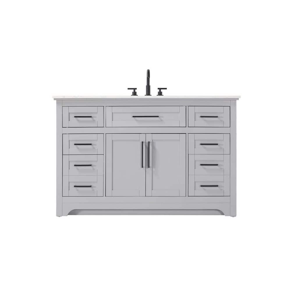 54 in. Single Sink Freestanding Grey Bath Vanity with Marble White Engineered Marble Top price history on PriceWatchPro