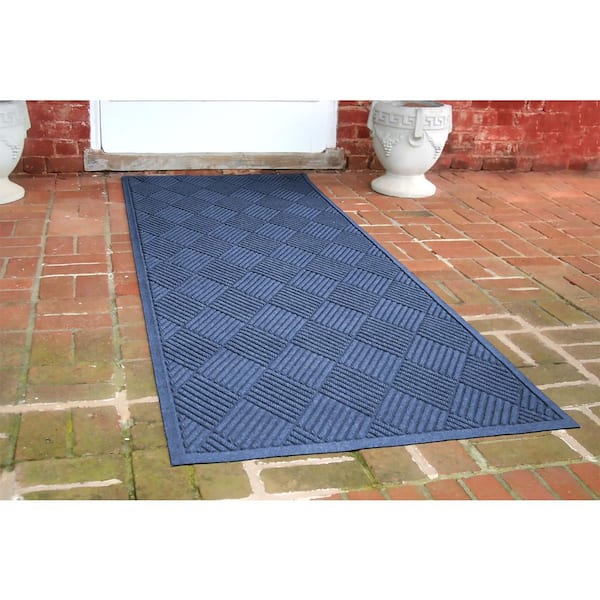 Waterhog Diamonds 35 in. x 97 in. PET Polyester Indoor Outdoor Runner Navy