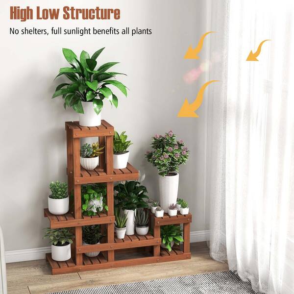 花台 10 Costway 36 in. H x 35.5 in. W x 10 in. D Multi-Layer Wood Plant