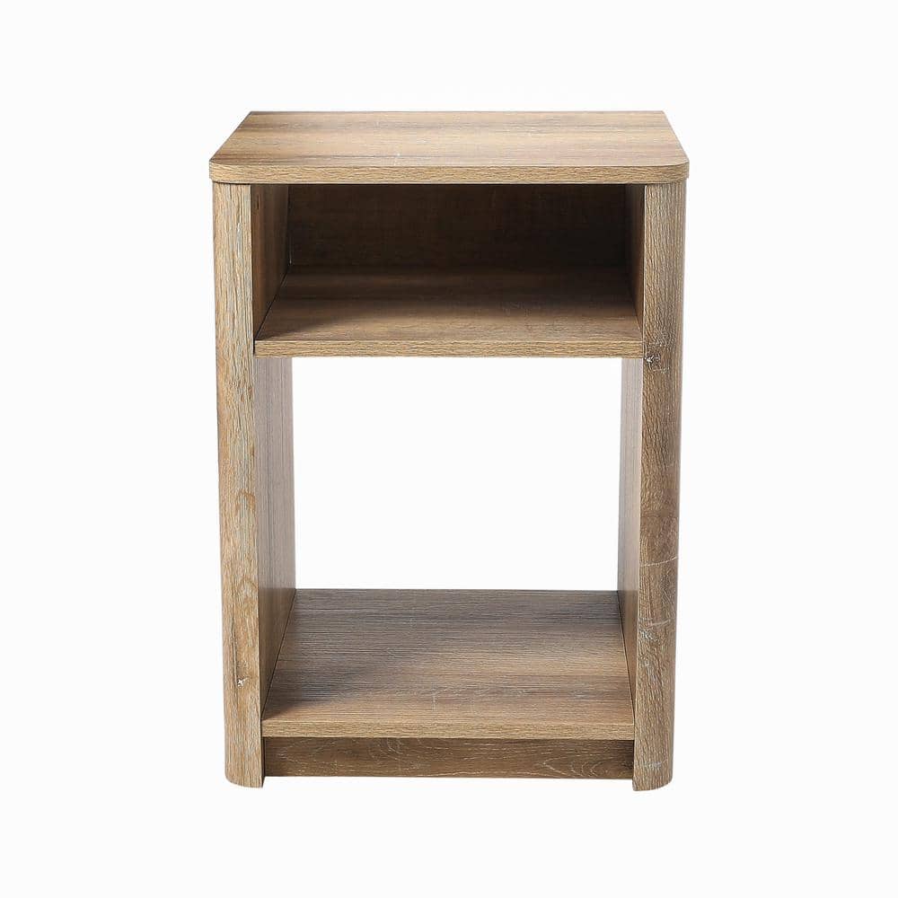 Coastal Oak Modern Farmhouse Nightstand with Storage Compartments