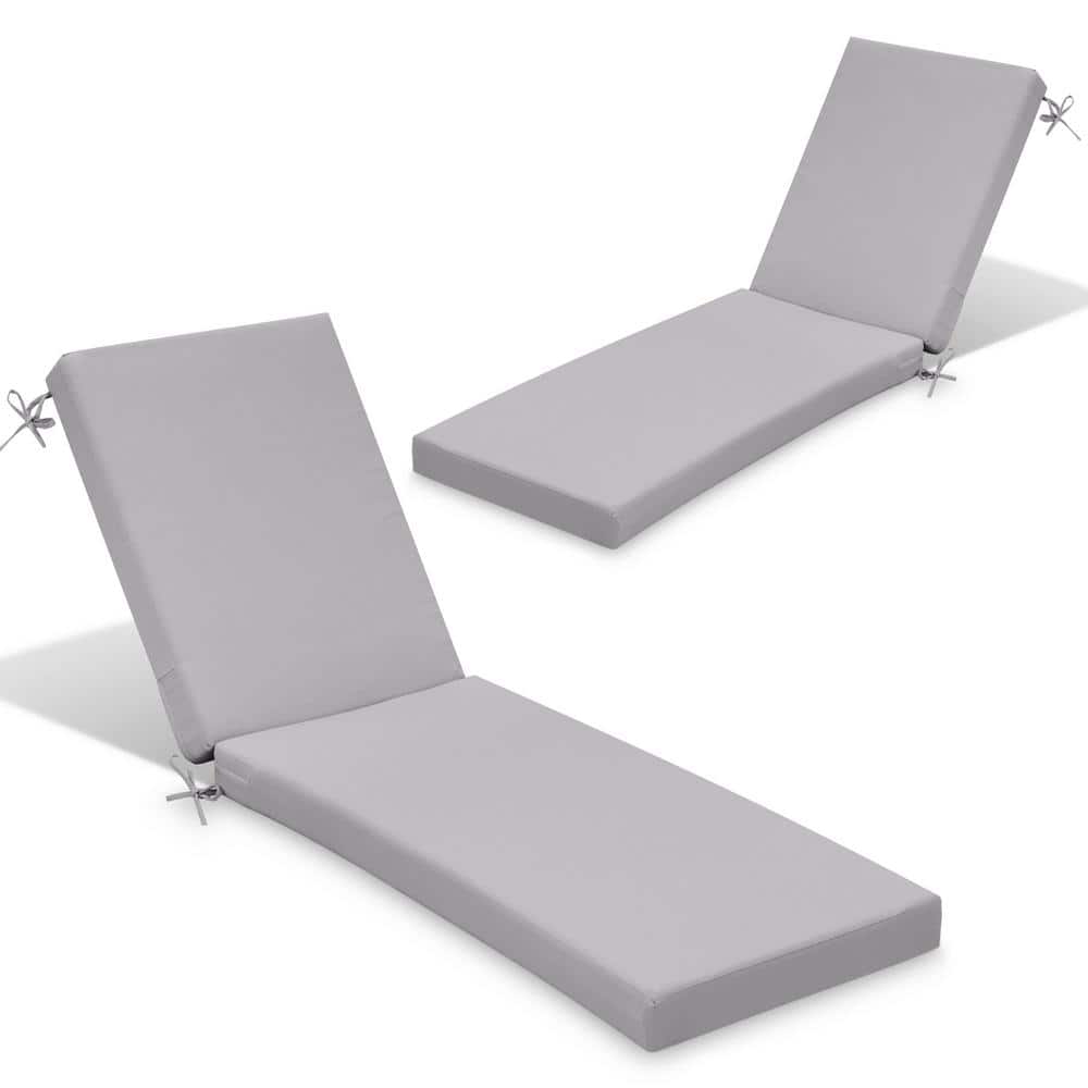 71.5 in. x 20.5 in. 2-Piece Outdoor Chaise lounge Cushion in Light Gray