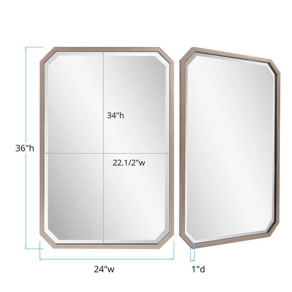 Elongated Octagonal Champagne Silver Wall Mirror 22.5"x34"