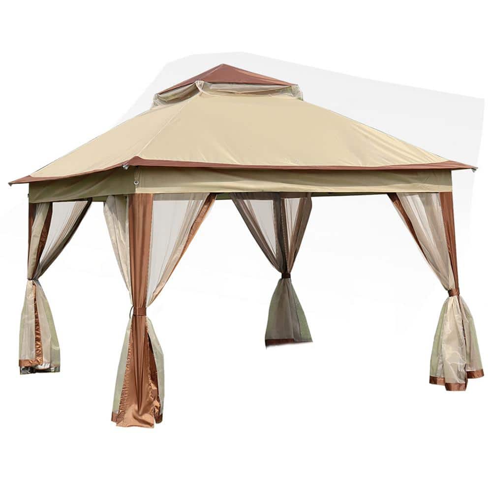 11 ft. x 11 ft. Outdoor Steel Double Roof Pop Up Gazebo Canopy, Coffee. price history on PriceWatchPro