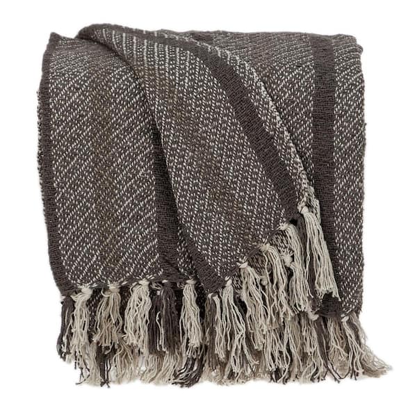 PARKLAND COLLECTION Jax Casual Brown 52 in. x 67 in. WOVEN HANDLOOM Throw Blanket