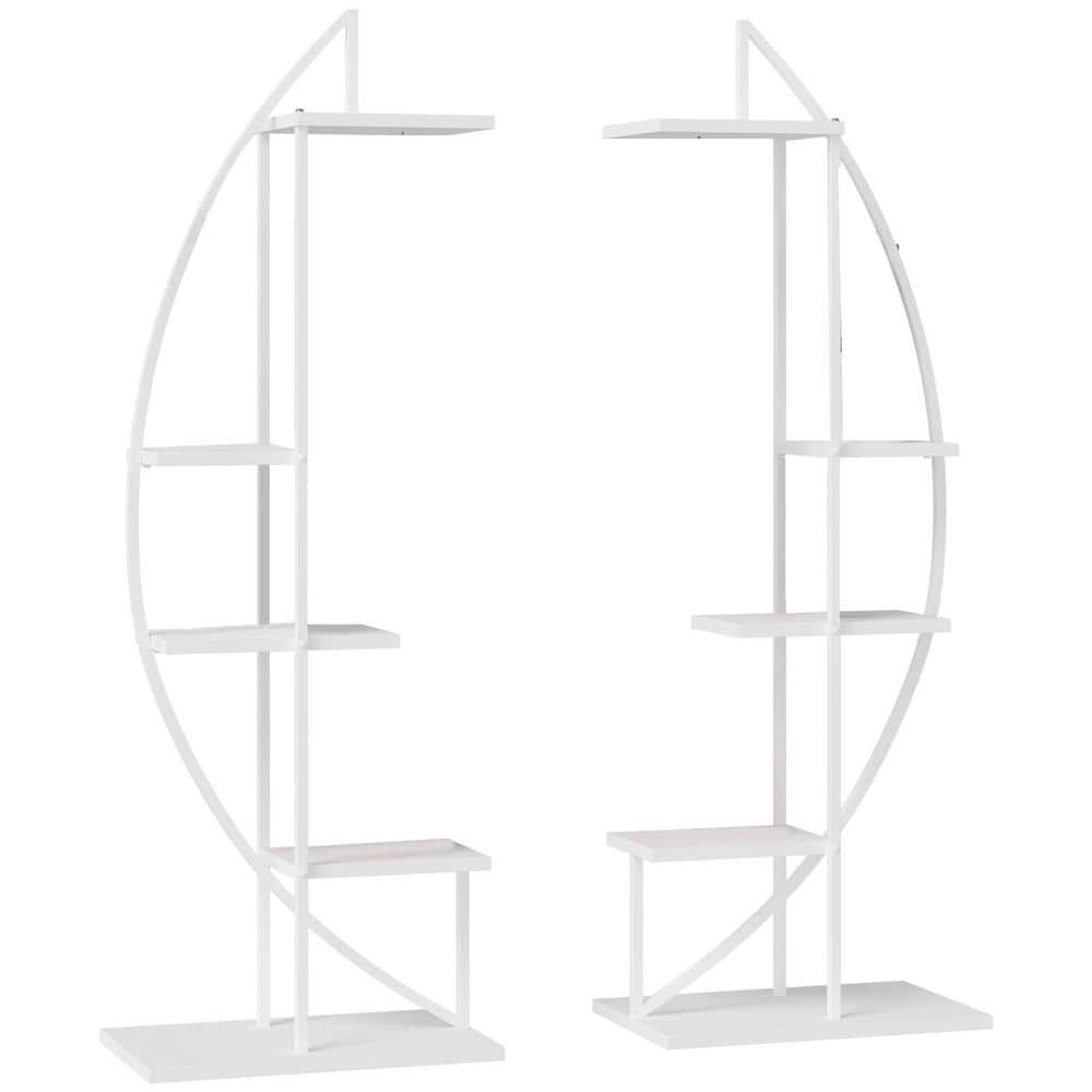 60.75 in. White Metal Plant Stand Half Moon Shape Flower Pot Display Shelf for Patio Garden Decor with 5-Tier (Pack-2) price history on PriceWatchPro
