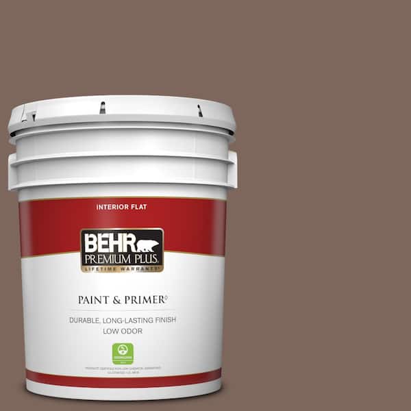 BEHR PREMIUM PLUS 5 gal. #BNC-23 Almond Truffle Flat Low Odor Interior Paint & Primer
