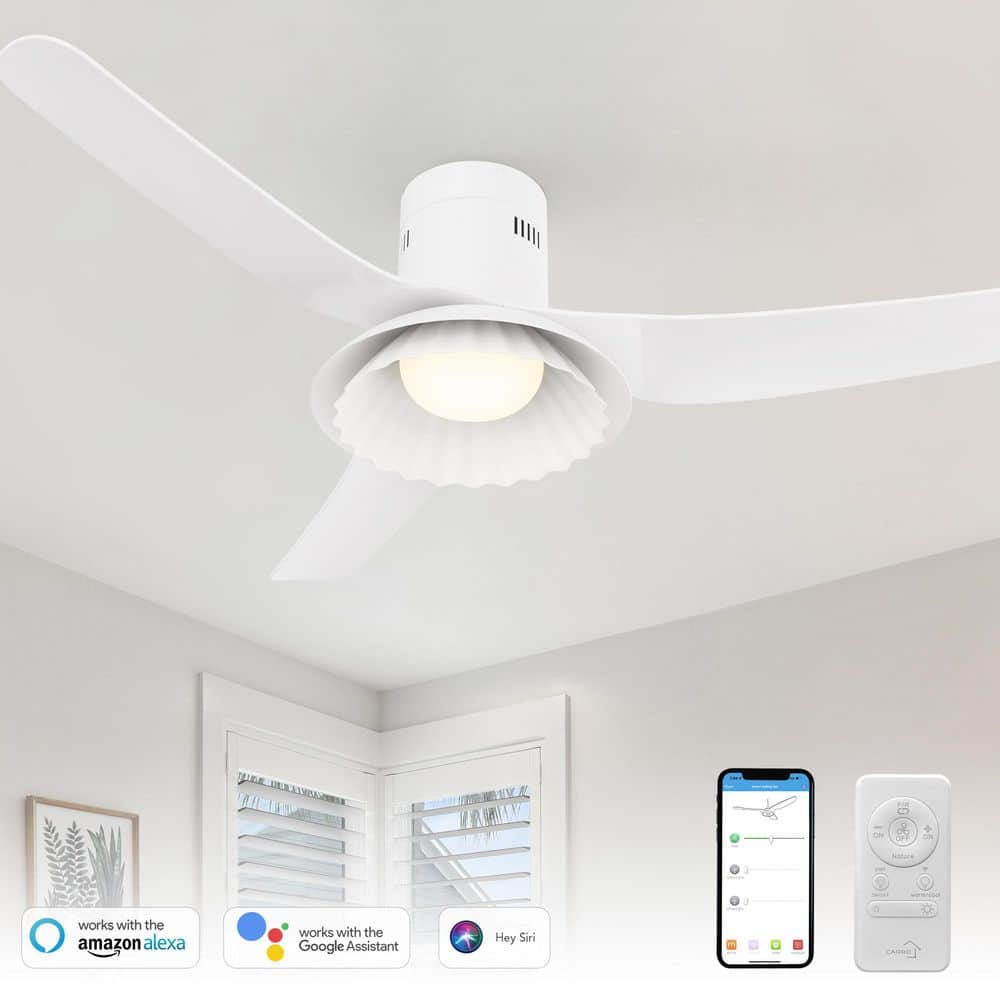 Daisy 52 in. LED Indoor White Smart Ceiling Fan with Dimmable Light and Remote, Works with Alexa and Google Home