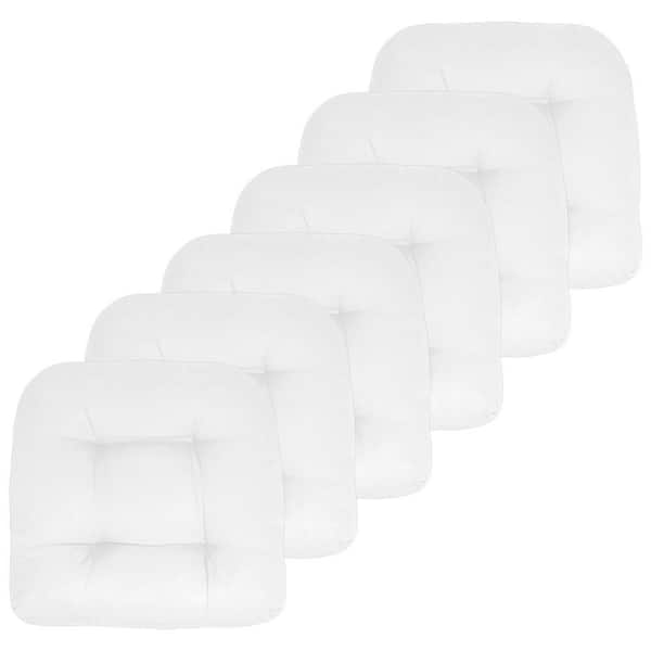 19 in. x 19 in. x 5 in. Solid Tufted Indoor/Outdoor Chair Cushion U-Shaped in White (6-Pack)