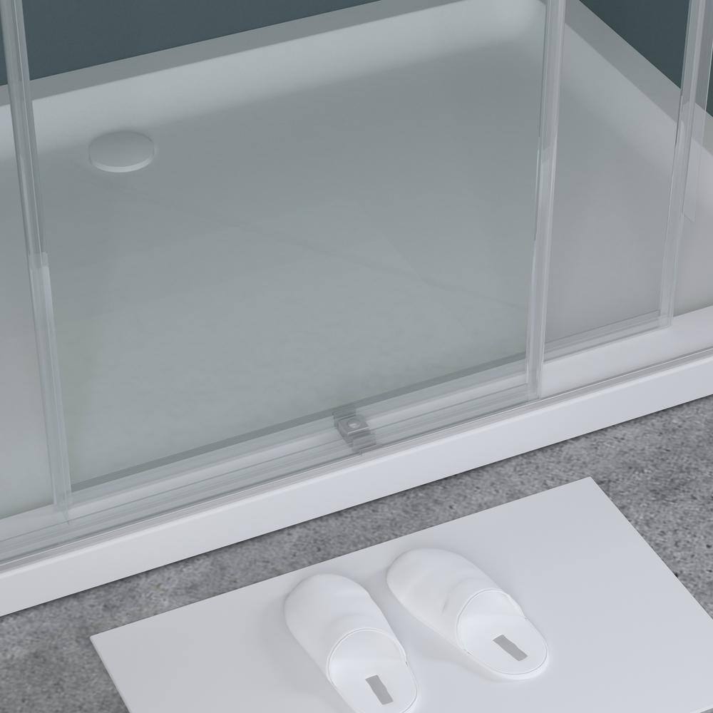 60 Inch Frameless Clear Tempered Glass Sliding Shower Door