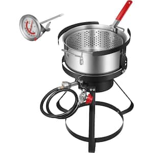 10 qt. Aluminum Fish Fryer Pot Kit with 54,000 BTU Propane Burner and Thermometer