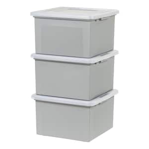 37 qt. Gray Snap Tight Plastic Letter and Legal File Organizer Box (Pack of 3)
