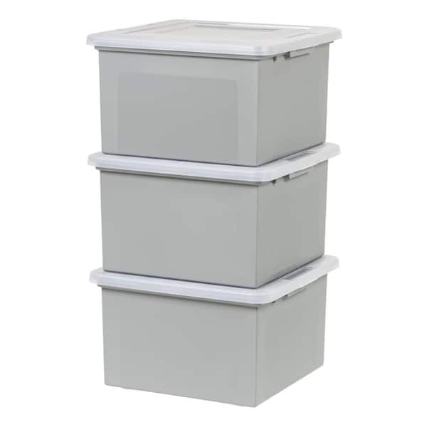IRIS 37 qt. Gray Snap Tight Plastic Letter and Legal File Organizer Box (Pack of 3)