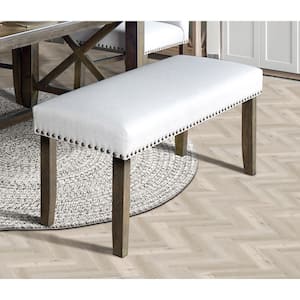 New Classic Furniture Julius Walnut Bedroom Bench with Polyester Fabric Seat