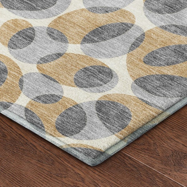 Mayfield Premium Machine Washable Abstract AMF2536 Gray 3 ft. x 5 ft. Area Rug