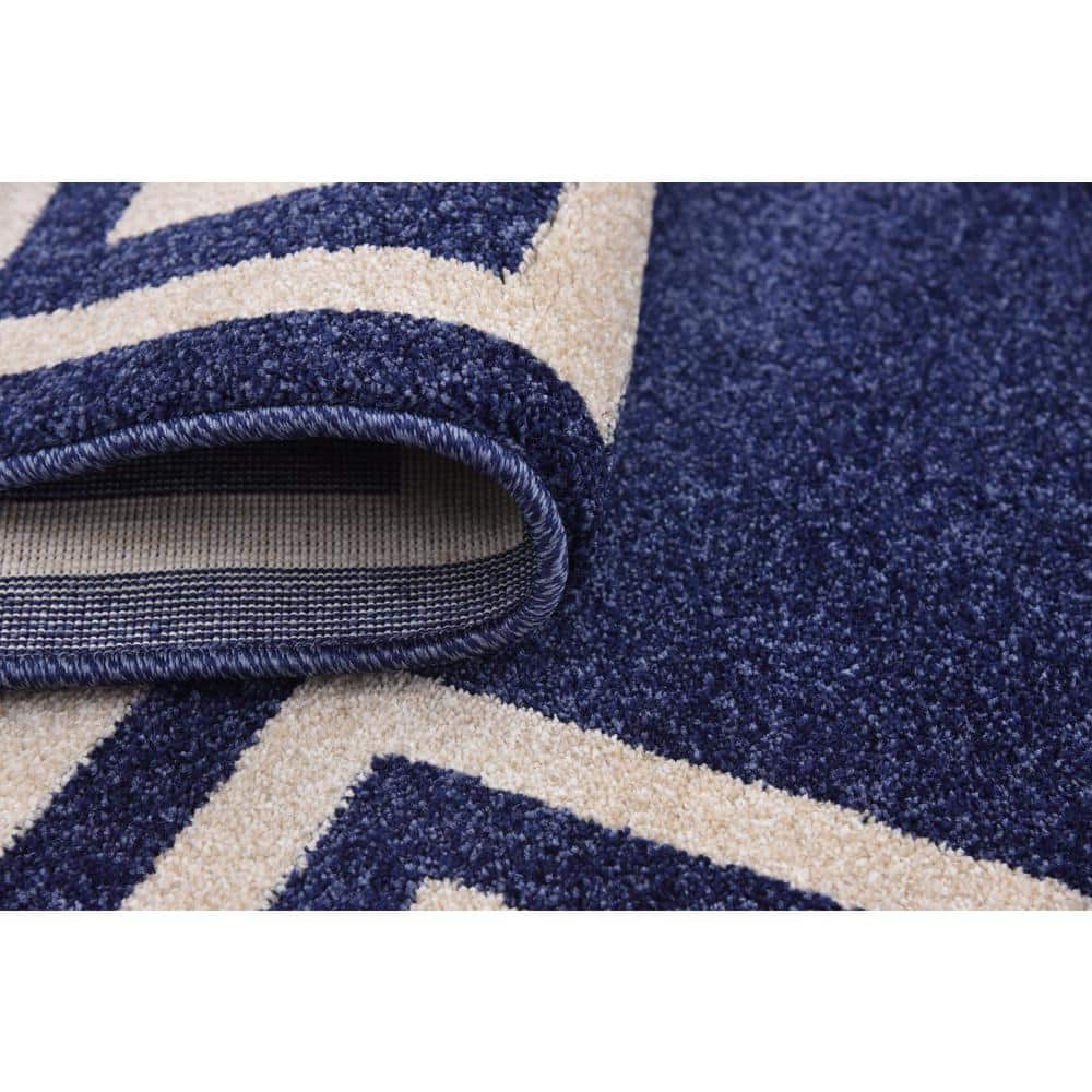 Navy Geometric Synthetic 6' x 9' Area Rug