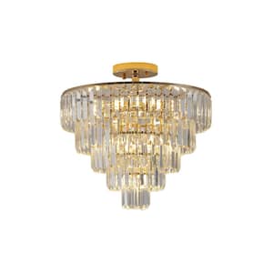 7-Light Gold 5-Tier Luxury Crystal Chandelier for Livingroom with No Bulbs Included