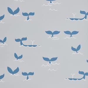 Whale Splash Gray Non-Pasted Wallpaper Roll (Covers 52 sq. ft.)