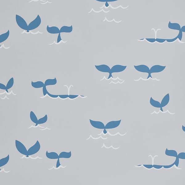 The Company Store Whale Splash Gray Non-Pasted Wallpaper Roll (Covers 52 sq. ft.)