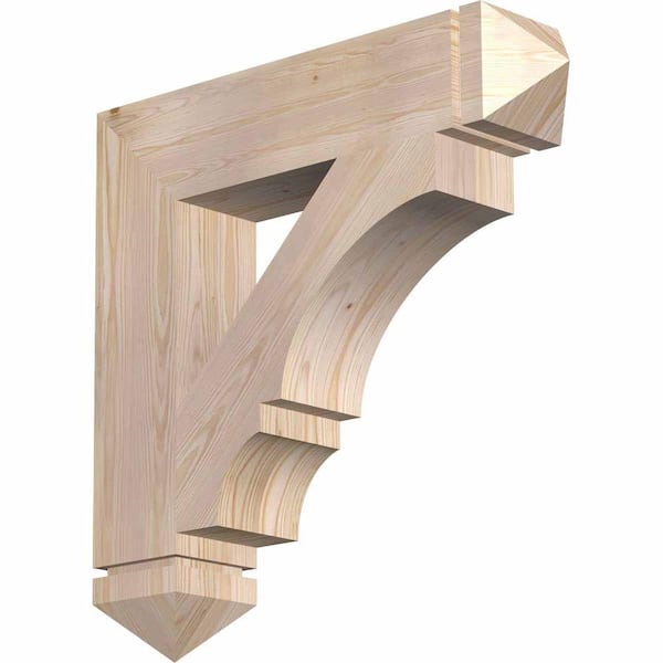 Ekena Millwork 5.5 in. x 28 in. x 28 in. Douglas Fir Balboa Arts and Crafts Smooth Bracket