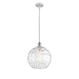 Athens Water Glass 60-Watt 1 Light White and Polished Chrome Shaded Mini Pendant Light with Clear Glass Shade