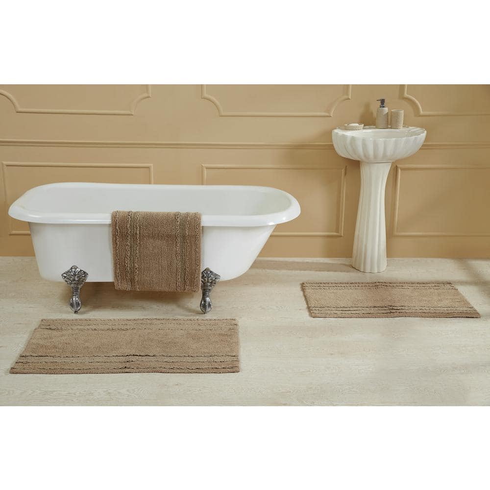 UPC 840033026321 product image for Ruffled Border Collection Beige 24 in. x 40 in. 100% Cotton Tufted Bath Rug | upcitemdb.com