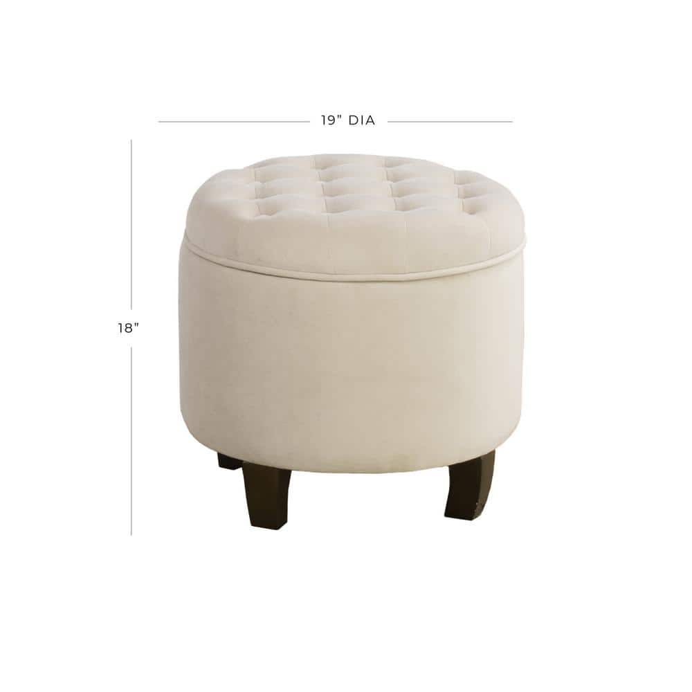 Rustic Brown Velvet Tufted Round Storage Ottoman