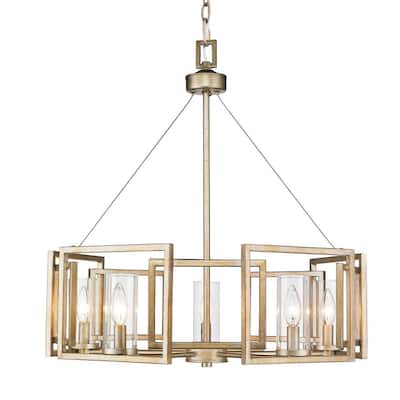 Marco 5-Light White Gold Chandelier with Clear Glass Shade