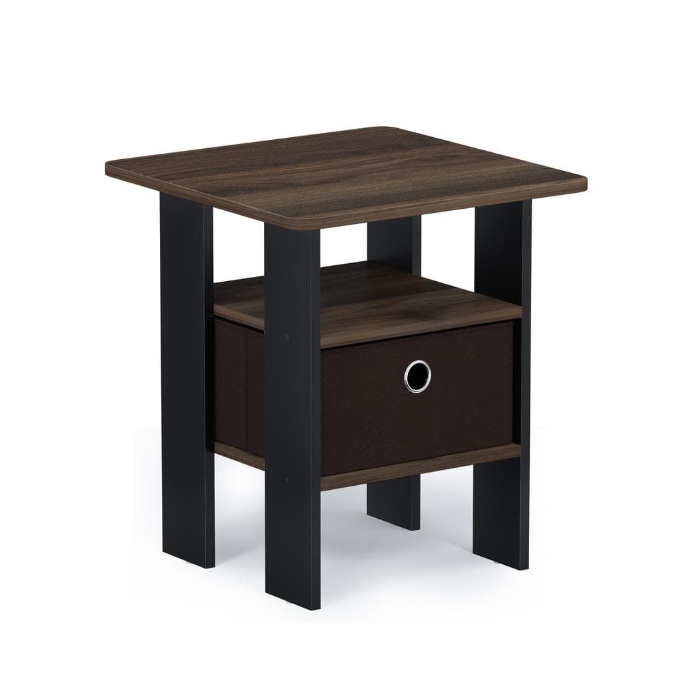French Oak Grey and Black Storage End Table - thumbnail 8