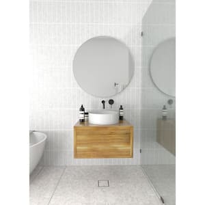 32 in. W x 32 in. H Framed Round Bathroom Vanity Mirror in White