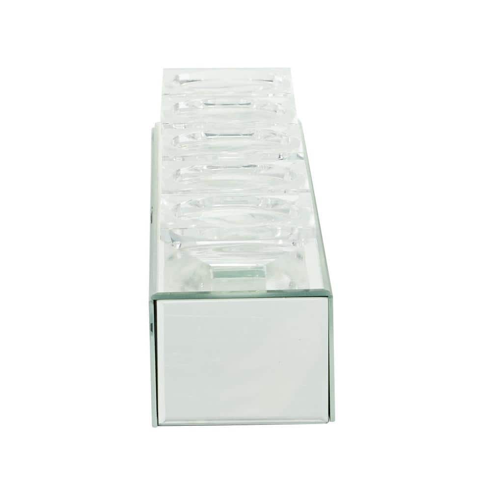 Silver Wood 5-Plate Candlestick Holder with Mirrored Base