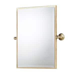 18 in. W x 24 in. H Frameless Rectangular Metal Bathroom Vanity Mirror in Satin Gold