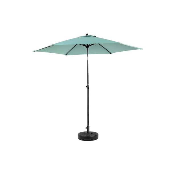 Unbranded 9 ft. Steel Market Patio Umbrella, Outdoor Market Umbrella 6-Sturdy Ribs with Push Button Tilt and Crank in Light Green