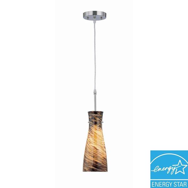 Illumine Roselee 1-Light Steel Pendant with Amber Glass