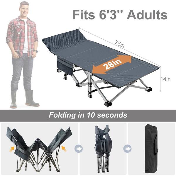 BOZTIY Double Striped Folding Bed Portable Folding Cot
