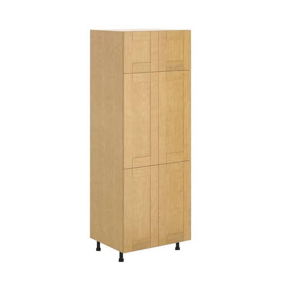 Eurostyle Milano Ready to Assemble 30 x 83.5 x 24.5 in. Pantry/Utility Cabinet in Maple Melamine and Door in Clear Varnish