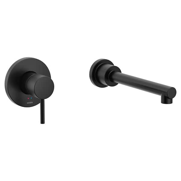 Align 1 Handle Tub Wall Mount Roman Tub Faucet with Handles in Matte Black