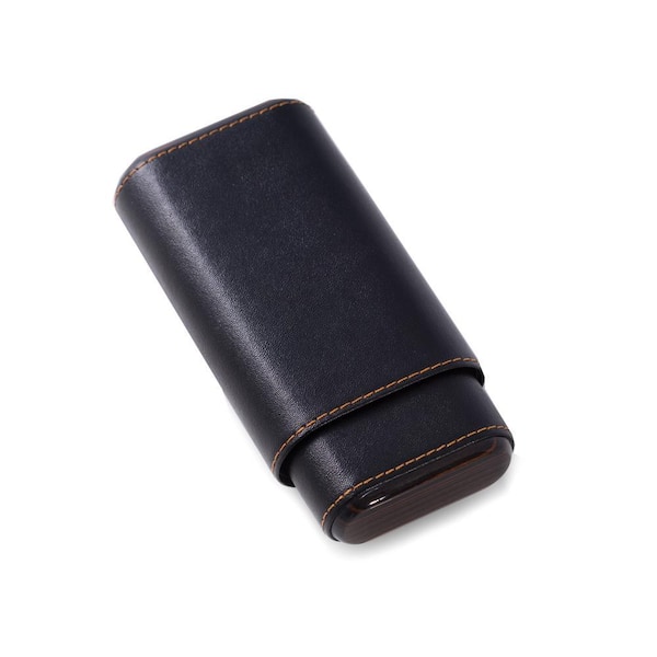 5.75 in. D x 1.25 in. H x 3 in. W Cedar Cigar Case in Black