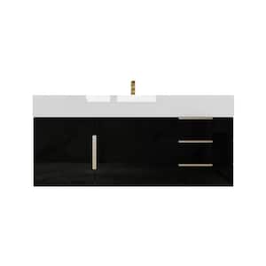 Bethany 47 in. W x 20 in. D x 22 in. H Single Sink Floating Bath Vanity in Gloss Black with White Acrylic Top