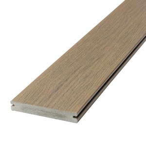 Vista 1 in. x 5-1/2 in. x 12 in. Dunewood Brown Grooved Edge Class B Fire-Rated Composite Deck Board Sample