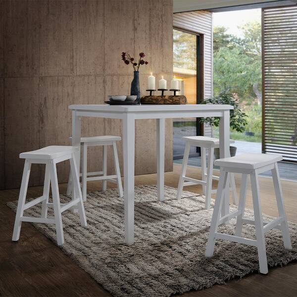 Acme Furniture Gaucho 5-Piece Square White Wood Top Bar