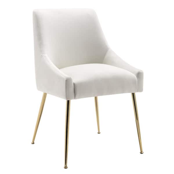 WESTINFURNITURE Trinity Ivory Upholstered Velvet Accent Chair With Metal Legs
