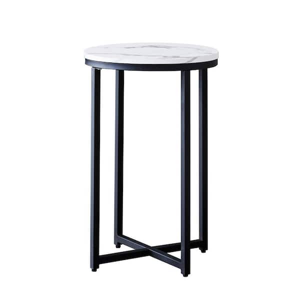 wetiny 16 in. Black Small Round MDF Coffee Table with (1-Piece)