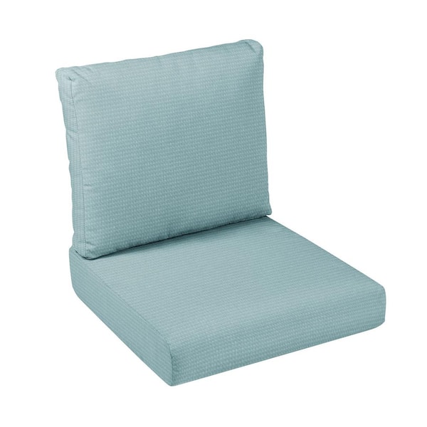 SORRA HOME 27 in. x 29 in. x 5 in. (2-Piece) Deep Seating Outdoor Dining Chair Cushion in ETC Aqua