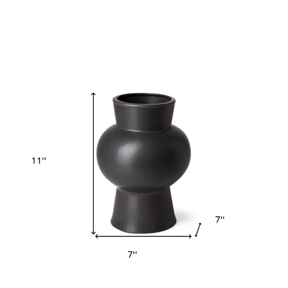 Matte Black Trumpet Ceramic Decorative Table Vase
