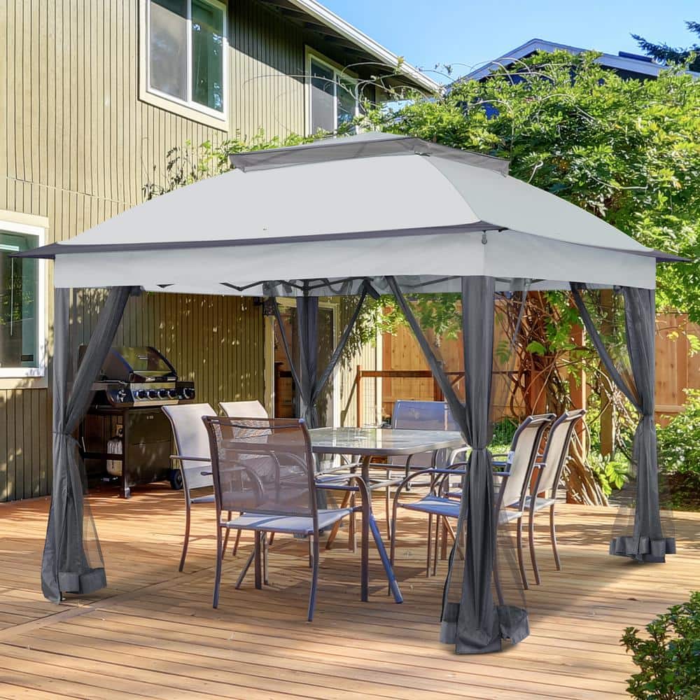 EAGLE PEAK 11 ft. x 11 ft. PopUp Gazebo Shelter with Screen G121GRYHD The Home Depot