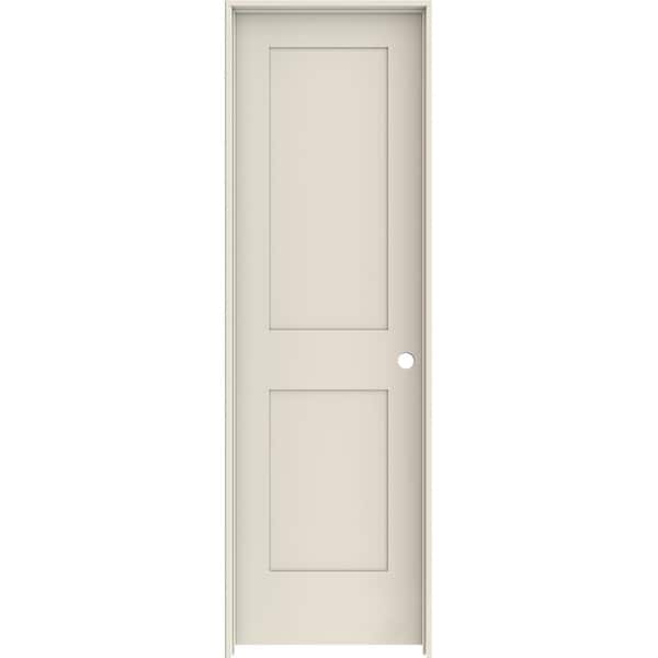 JELD-WEN 24 in. x 80 in. 2 Panel Shaker Left-Hand Primed Solid Core Wood Single Prehung Interior Door